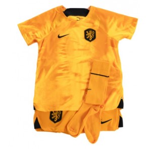 Nederländerna kläder Barn VM 2022 Hemmatröja Kortärmad (+ korta byxor)